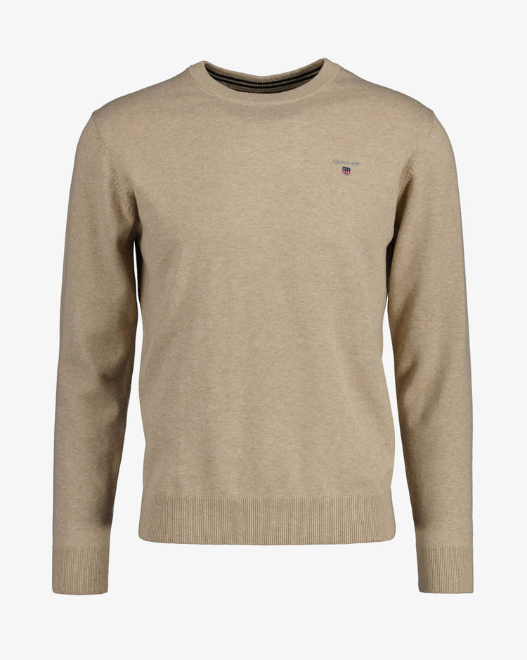 Klasyczny sweter bawełniany z okrągłym dekoltem