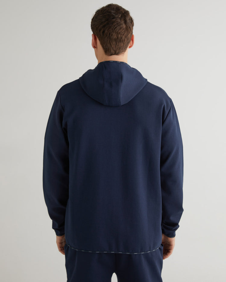 Bluza męska z nadrukiem z zamkiem regular fit granatowa