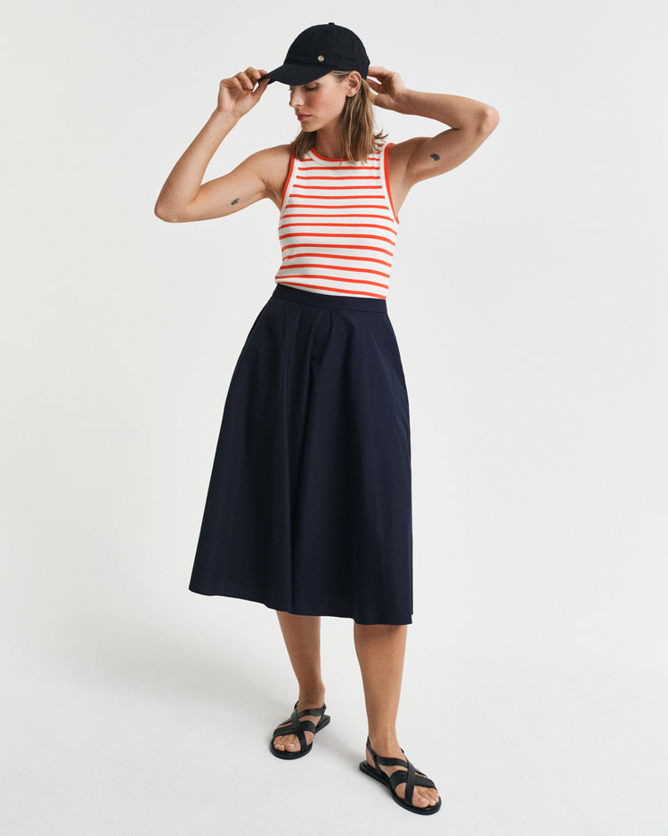 Koszulka damska w paski bez rękawów z okrągłym kołnierzykiem regular fit