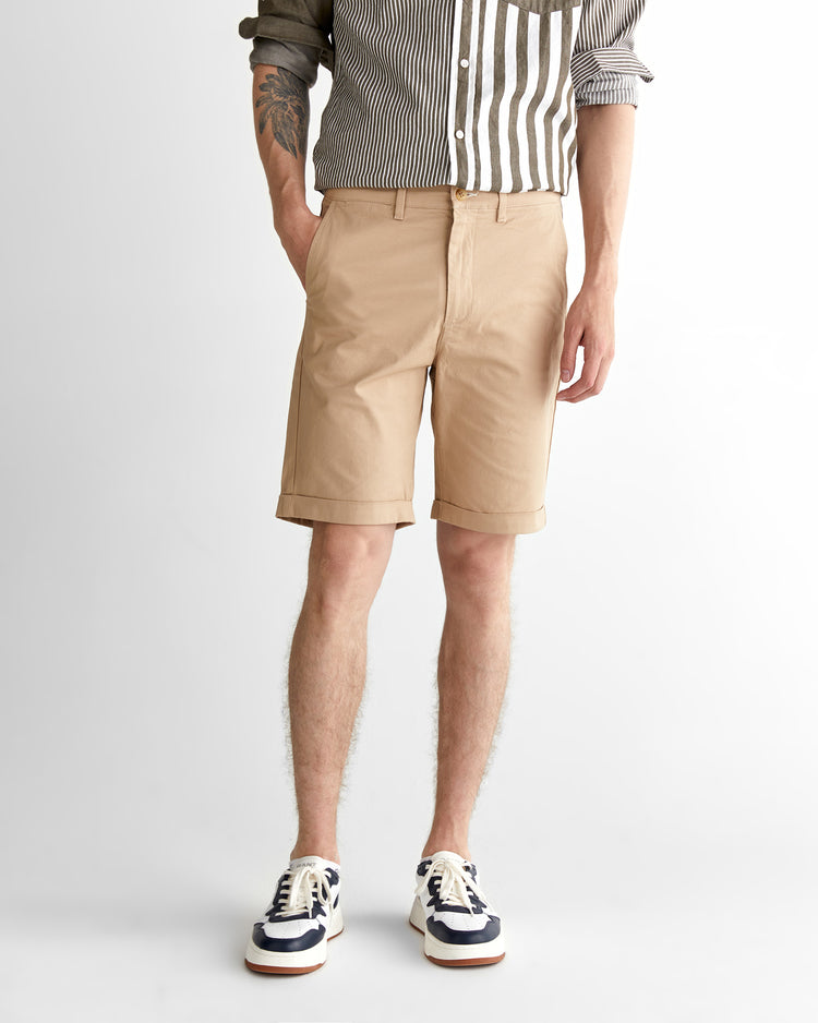 Szorty męskie slim fit beżowe