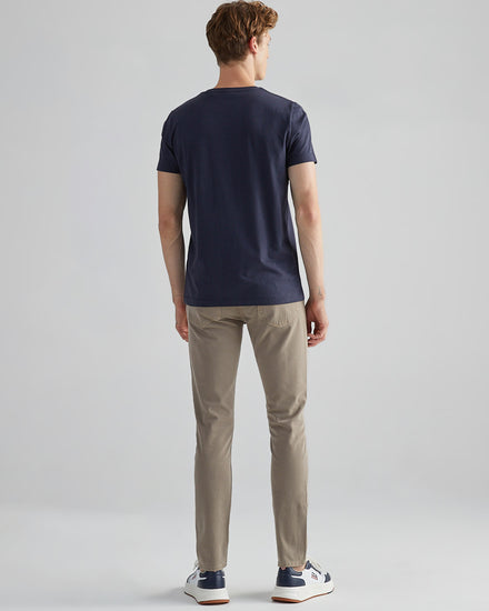 Męski granatowy regular fit okrągły dekolt z logo t-shirt