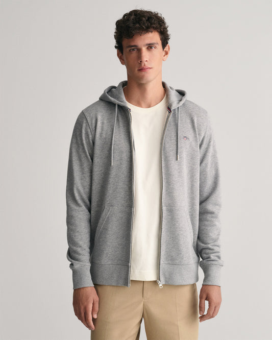 Bawełniana bluza męska z zamkiem regular fit szara