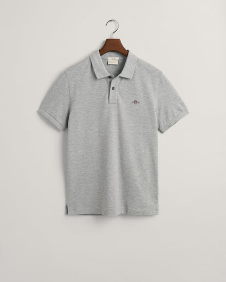 Polo męskie z krótkim rękawem slim fit szare
