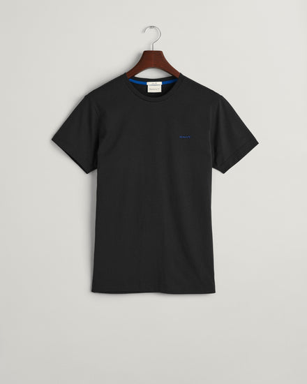 T-shirt męski z okrągłym kołnierzykiem slim fit czarny