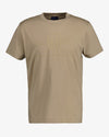 Bawełniany t-shirt męski okrągły kołnierzyk regular fit beżowy