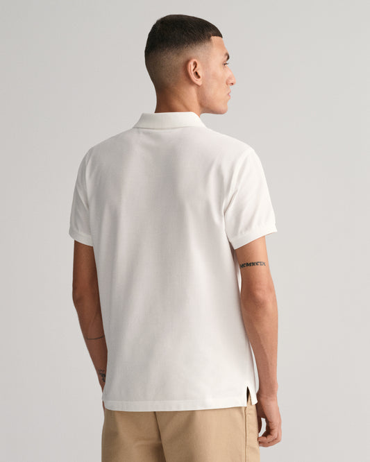 Koszulka polo męska z krótkim rękawem slim fit biała