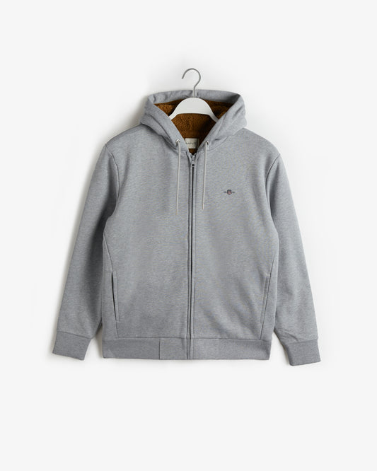 Bluza męska z nadrukiem z zamkiem regular fit szara
