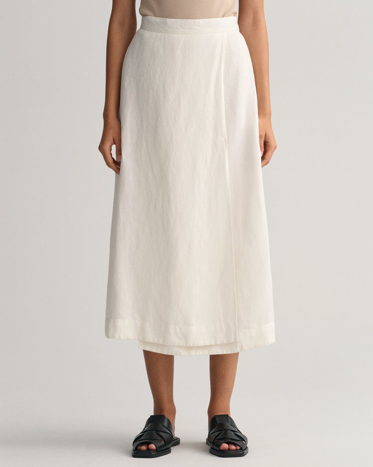 Spódnica midi z lnu i wiskozy