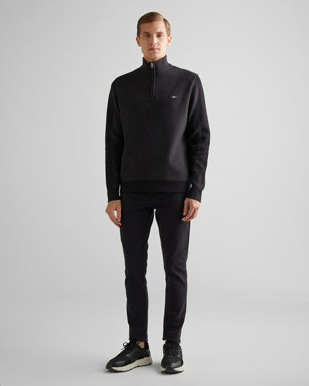 Sweter męski z zamkiem do połowy relaxed fit czarny