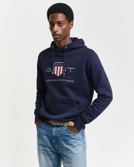 Bluza męska z kapturem regular fit granatowa
