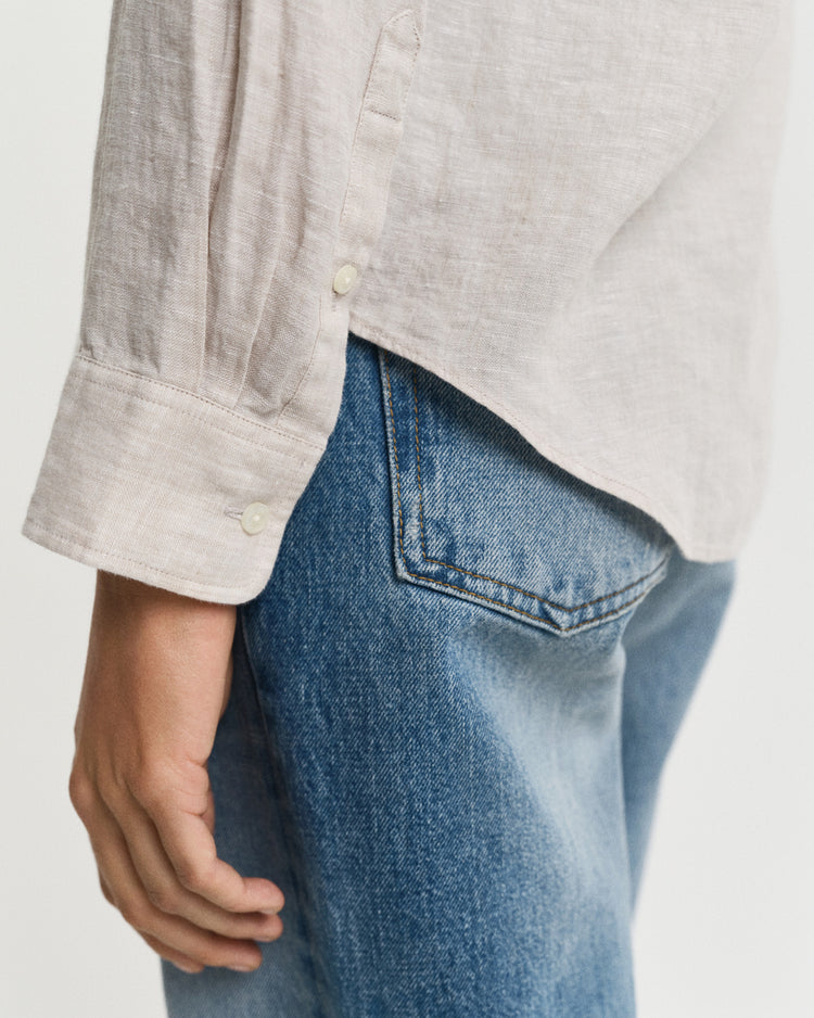 Koszula damska z długim rękawen regular fit beżowa