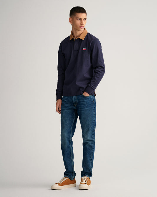 Męska granatowa koszulka rugby o kroju regular fit