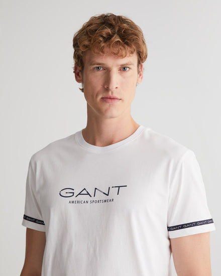 Męska koszulka z taśmą z logo C na szyi