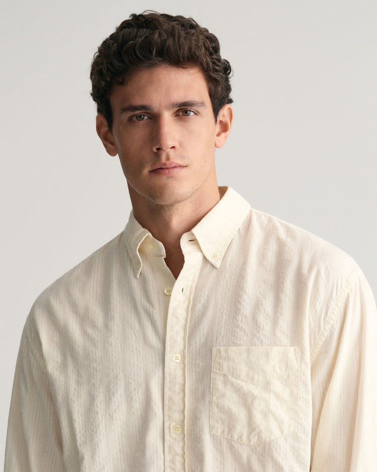 Bawełniana koszula męska w paski z długim rękawem relaxed fit