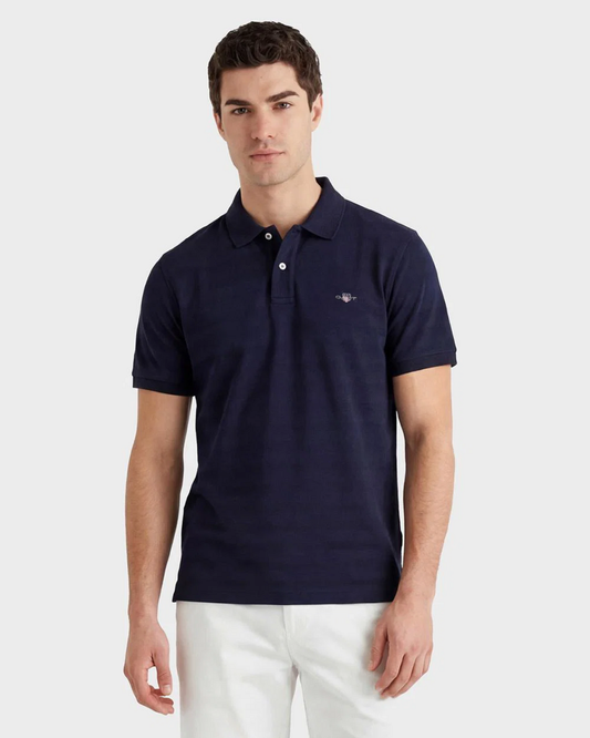 Bawełniana polo męska w paski z krótkim rękawem regular fit