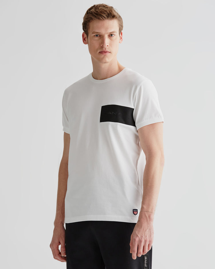 T-shirt męski z nadrukiem regular fit biały