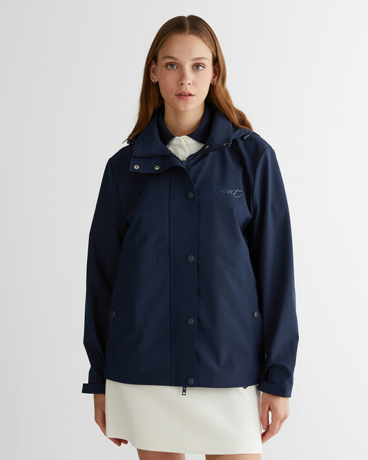 Kurtka damska z nadrukiem z kapturem granatowa