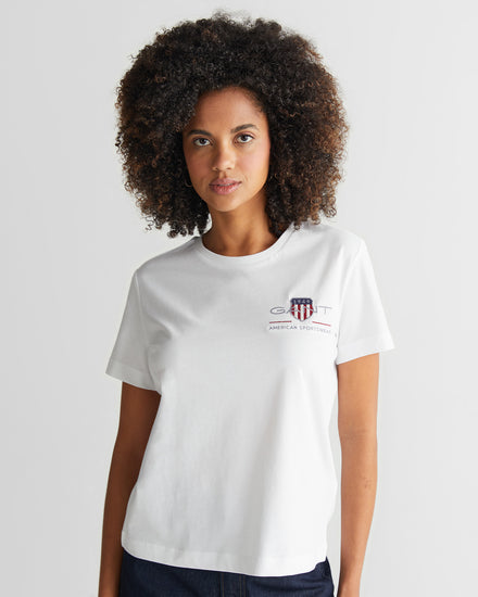 Bawełniany t-shirt damski z nadrukiem okrągły dekolt regular fit