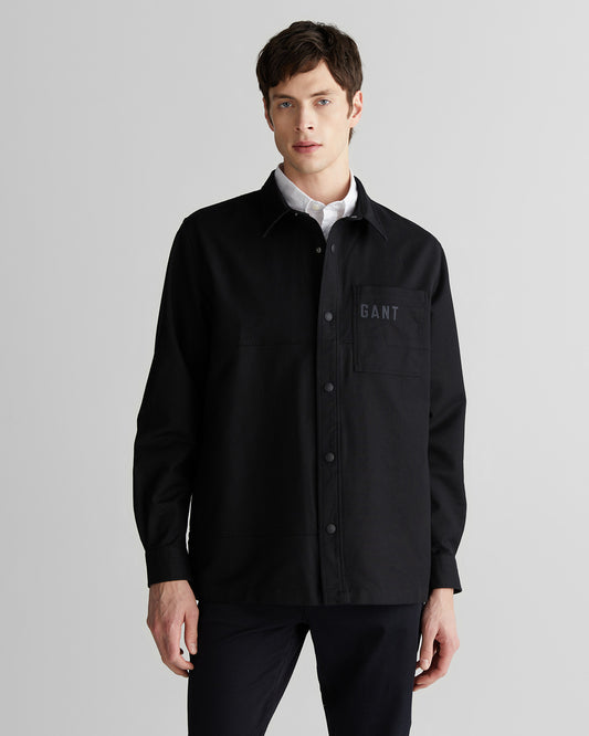 Koszula męska z nadrukiem z długim rękawem oversize fit czarna