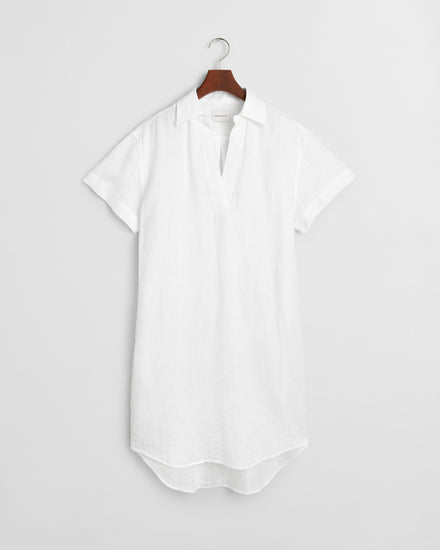 Sukienka damska z krótkim rękawem z dekoltem V relaxed fit biała