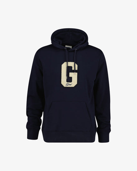 Bluza męska z nadrukiem z kapturem regular fit granatowa