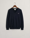 Sweter męski z dekoltem V regular fit granatowy