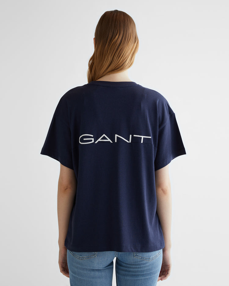 Koszulka z grafiką na plecach z dekoltem C