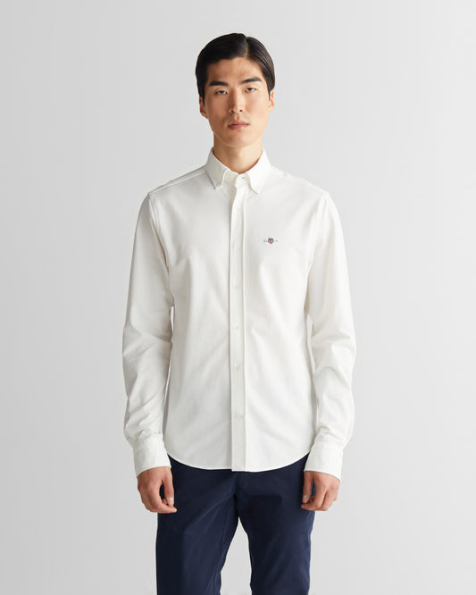 Koszula męska z długim rękawem regular fit kremowa