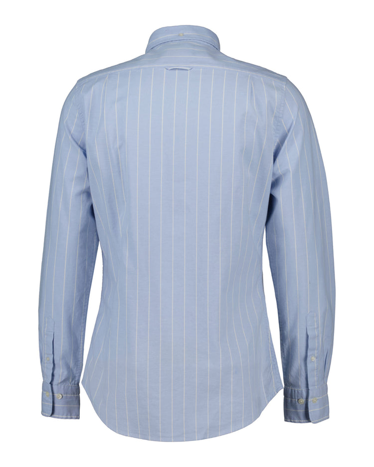 Koszula męska w paski z długim rękawem slim fit niebieska