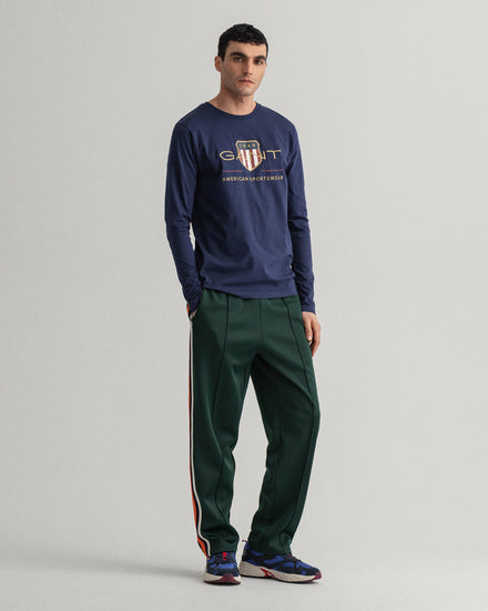 Bawełniana koszulka męska okrągły kołnierzyk z długim rękawem z nadrukiem regular fit