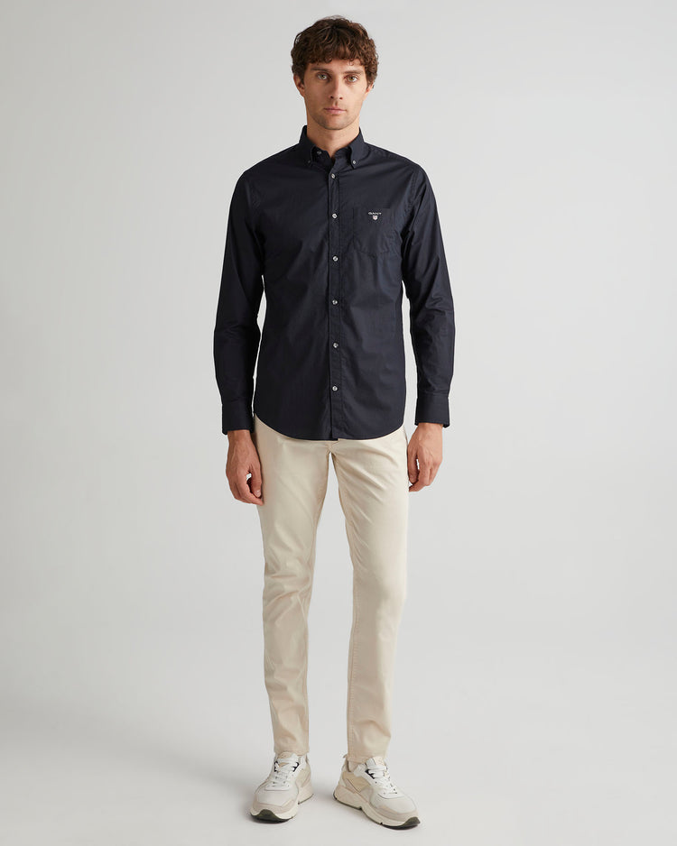 Bawełniana koszula męska z długim rękawem regular fit granatowa