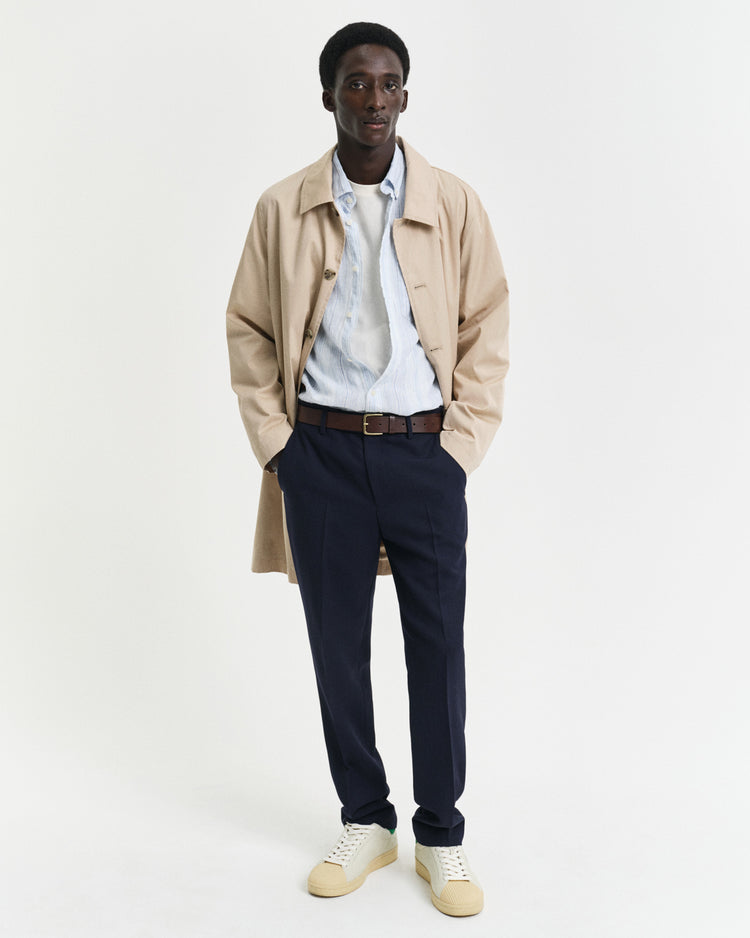 Koszula męska w paski z długim rękawem regular fit niebieska