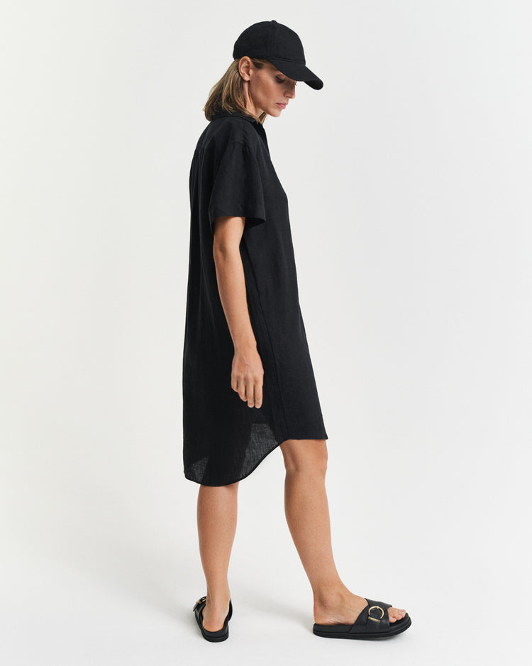 Damska czarna lniana sukienka