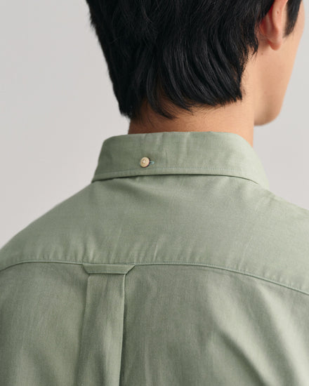 Bawełniana koszula męska z długim rękawem regular fit zielona