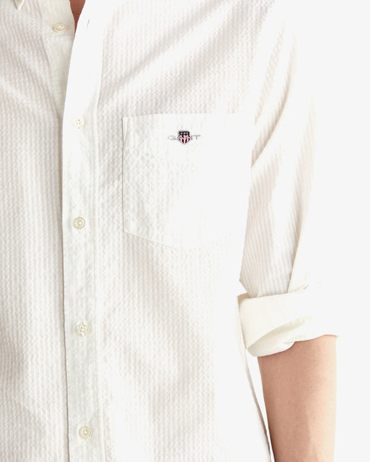 Koszula męska z długim rękawem regular fit kremowa