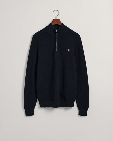Bawełniany sweter męski z zamkiem granatowy