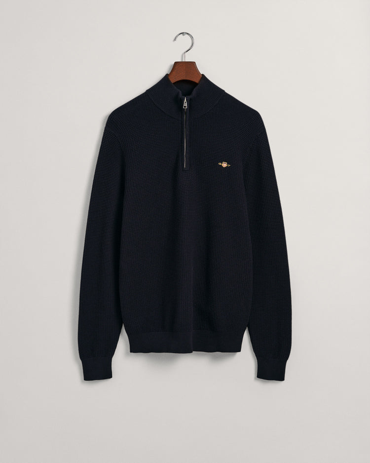 Bawełniany sweter męski z zamkiem granatowy