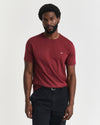 Bawełniany t-shirt męski okrągły dekolt regular fit bordowy