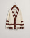 Bawełniany sweter rozpinany damski w paski oversize fit