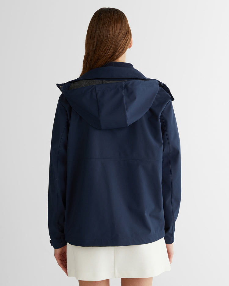 Kurtka damska z nadrukiem z kapturem granatowa