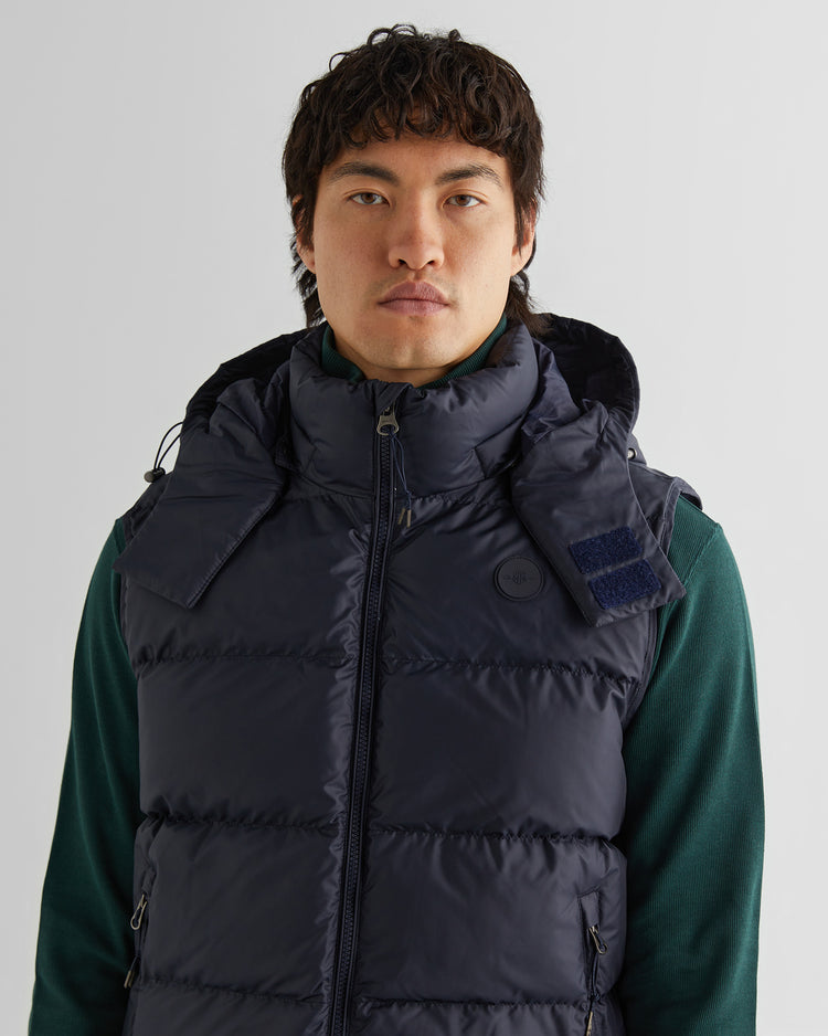 Bezrękawniki męskie z kapturem regular fit granatowe