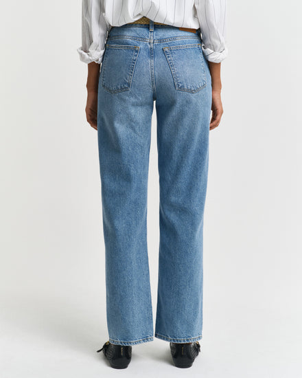 Spodnie damskie straight fit niebieskie