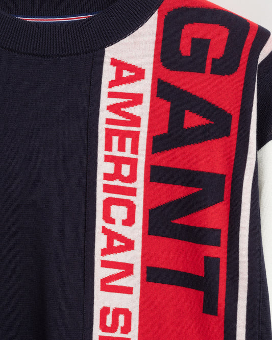 Bawełniany sweter męski z długim rękawem i okrągłym kołnierzykiem