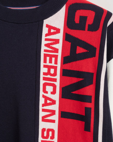 Bawełniany sweter męski z długim rękawem i okrągłym kołnierzykiem