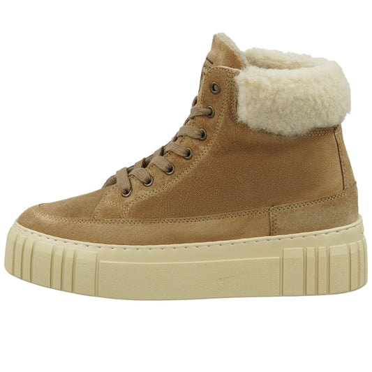 Damskie beżowe botki z zamszu