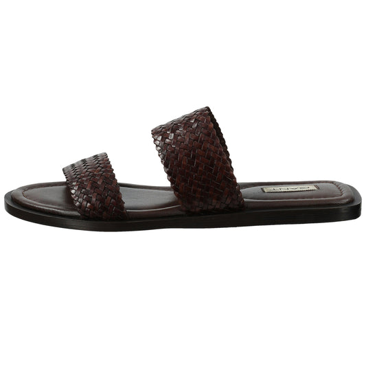 Skórzane klapki damskie brązowe