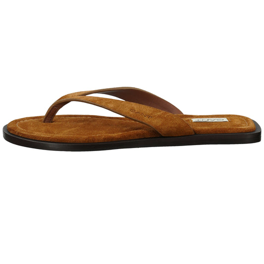 Skórzane klapki damskie brązowe