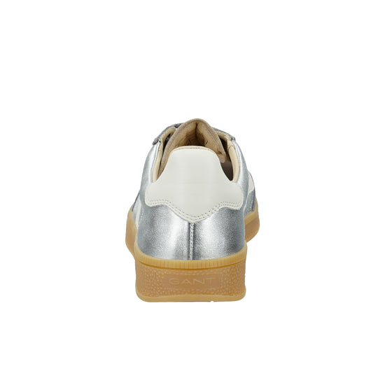 Skórzane sneakersy damskie srebrne