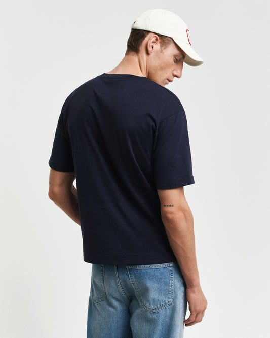 Bawełniany t-shirt męski z nadrukiem okrągły kołnierzyk relaxed fit