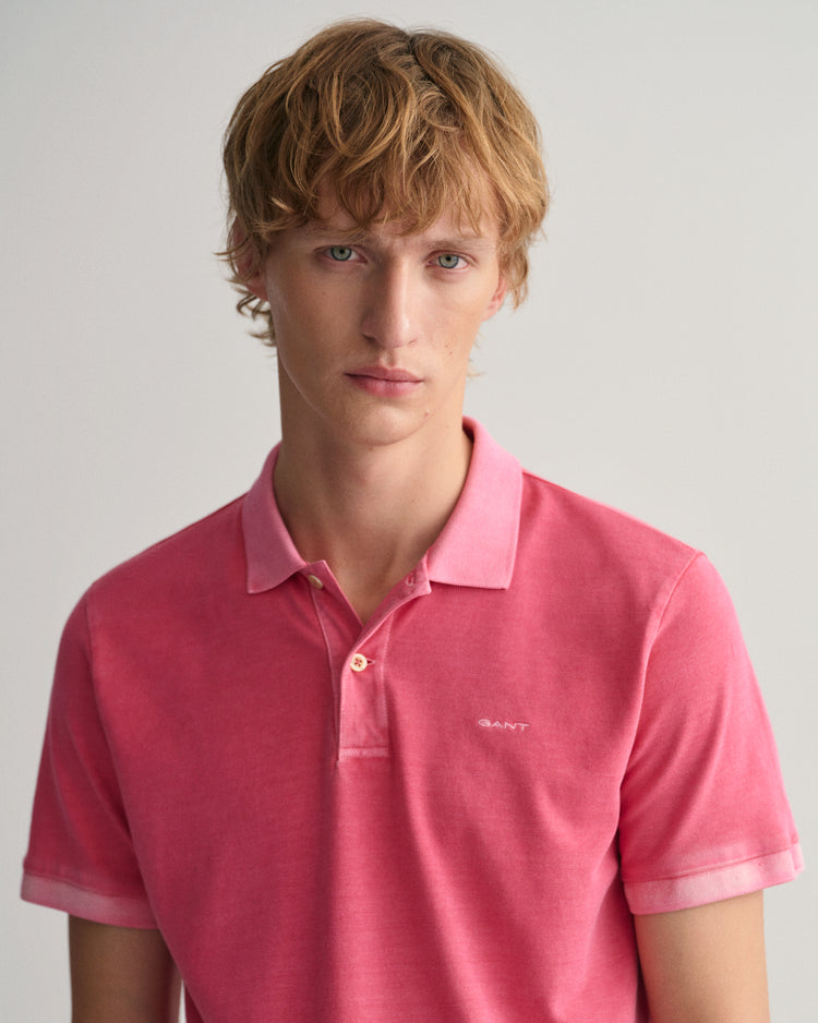 Męski różowy regular fit polo
